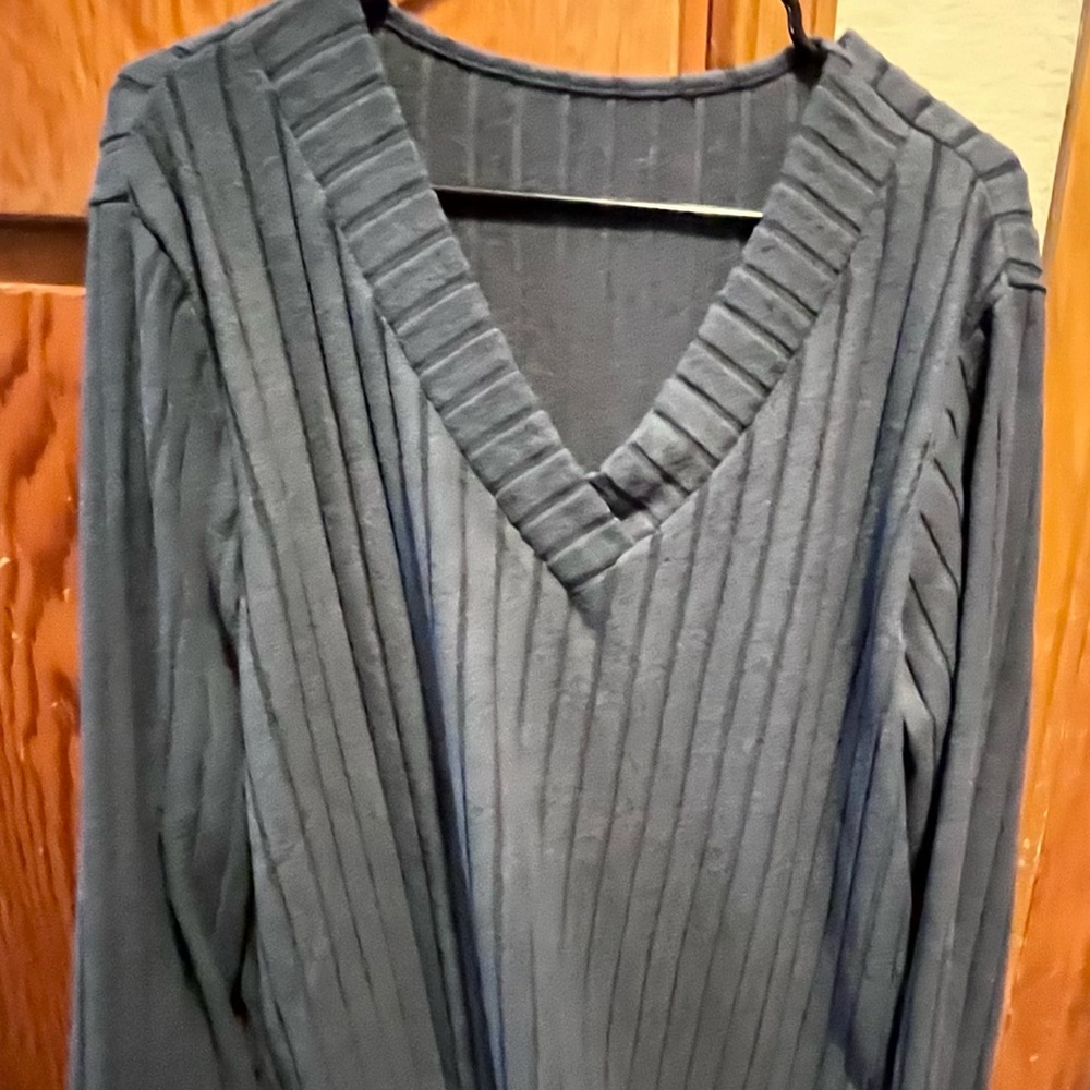 SHEIN Curve Navy Ribbed Top